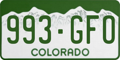 CO license plate 993GFO