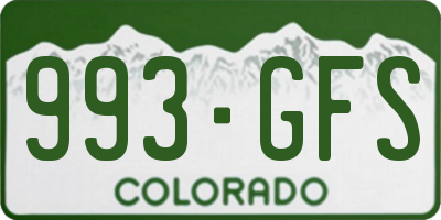 CO license plate 993GFS