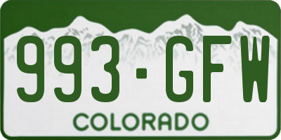 CO license plate 993GFW