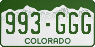 CO license plate 993GGG