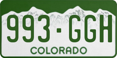 CO license plate 993GGH