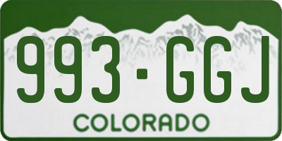 CO license plate 993GGJ