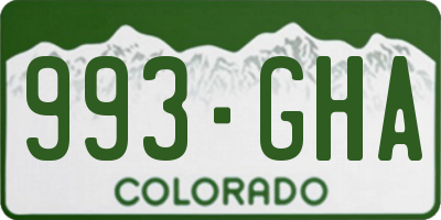 CO license plate 993GHA