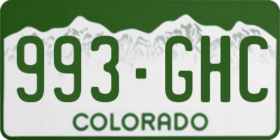 CO license plate 993GHC