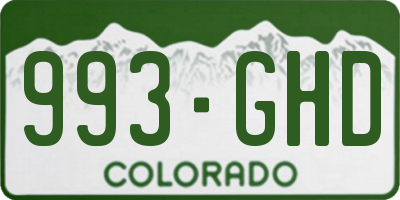 CO license plate 993GHD