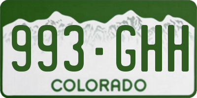 CO license plate 993GHH