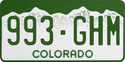 CO license plate 993GHM