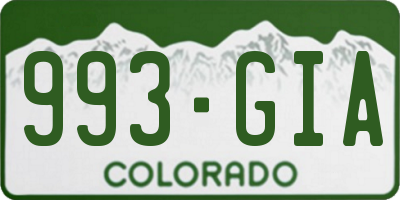 CO license plate 993GIA