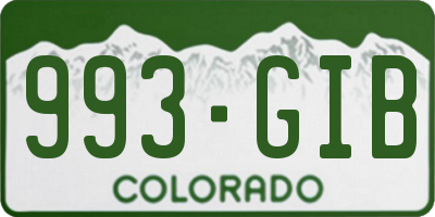 CO license plate 993GIB