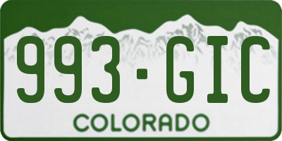 CO license plate 993GIC