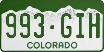 CO license plate 993GIH