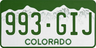 CO license plate 993GIJ