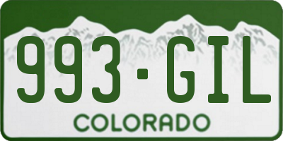 CO license plate 993GIL