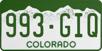 CO license plate 993GIQ