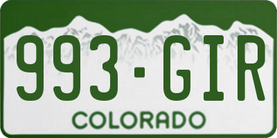 CO license plate 993GIR