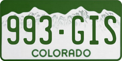 CO license plate 993GIS