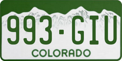 CO license plate 993GIU