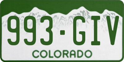 CO license plate 993GIV