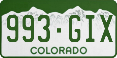 CO license plate 993GIX