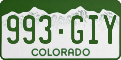 CO license plate 993GIY
