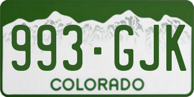 CO license plate 993GJK