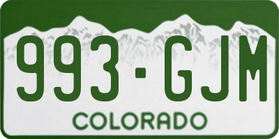 CO license plate 993GJM