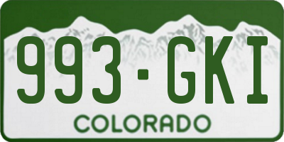 CO license plate 993GKI