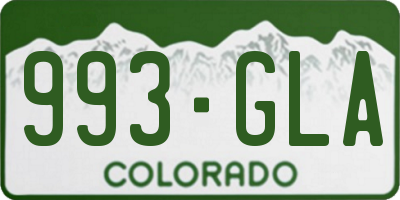 CO license plate 993GLA