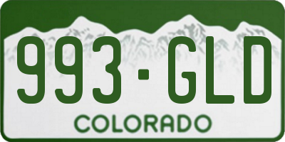 CO license plate 993GLD