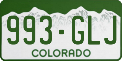 CO license plate 993GLJ