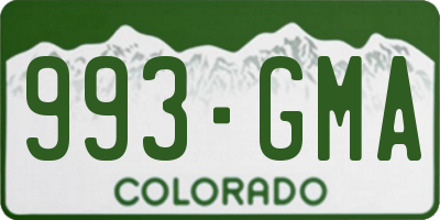 CO license plate 993GMA