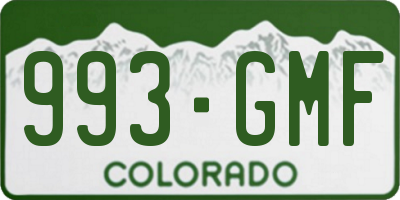 CO license plate 993GMF