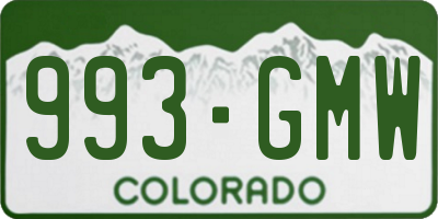 CO license plate 993GMW