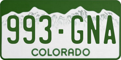 CO license plate 993GNA