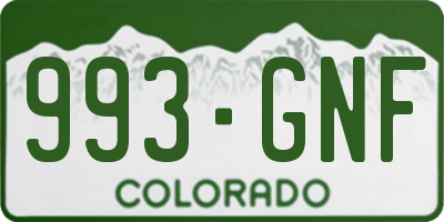 CO license plate 993GNF