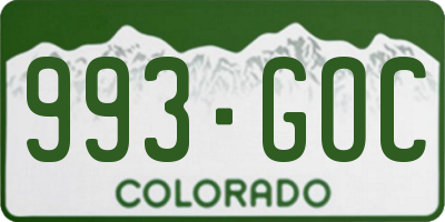 CO license plate 993GOC