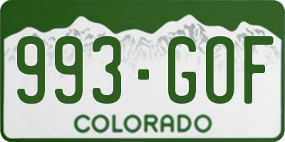 CO license plate 993GOF