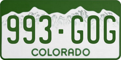 CO license plate 993GOG
