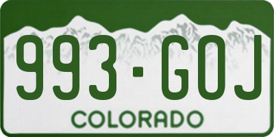 CO license plate 993GOJ