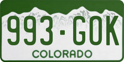 CO license plate 993GOK