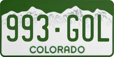 CO license plate 993GOL