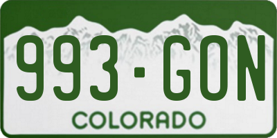 CO license plate 993GON