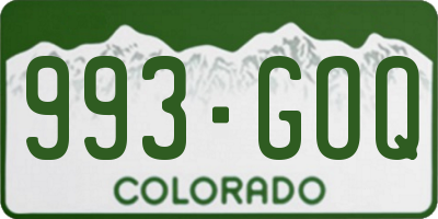 CO license plate 993GOQ