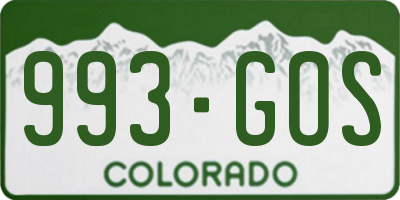 CO license plate 993GOS
