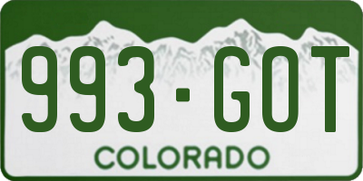 CO license plate 993GOT