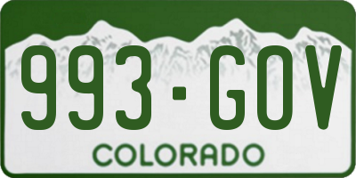 CO license plate 993GOV