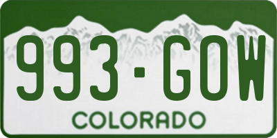CO license plate 993GOW
