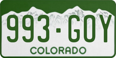 CO license plate 993GOY
