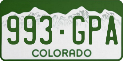 CO license plate 993GPA