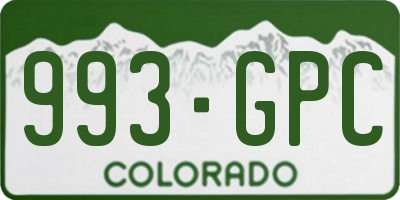 CO license plate 993GPC
